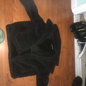 black fuzzy brandy melville coat